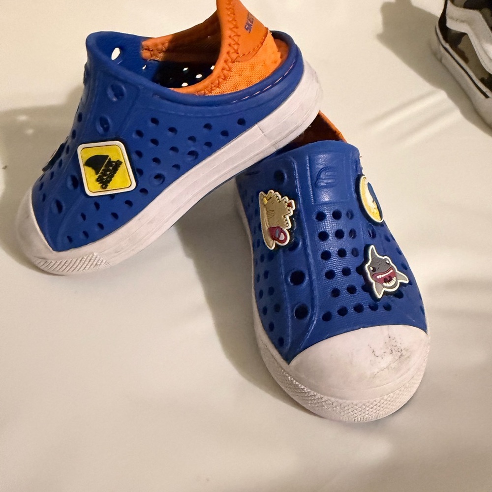 Kids Sketchers Blue Slip-On Water Friendly Shoes with Fun Charms